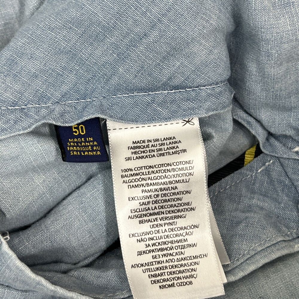MENS POLO RALPH LAUREN BLUE‎ CHAMBRAY RIBBON TUXEDO STRIPE CHINO WALK SHORTS 50 - Picture 12 of 16